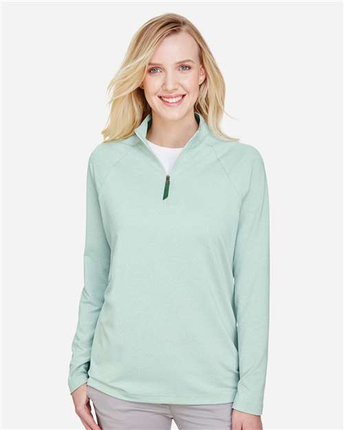 Women's CrownLux Performance® Clubhouse Micro-Stripe Quarter-Zip Pullover | USA Decoration
