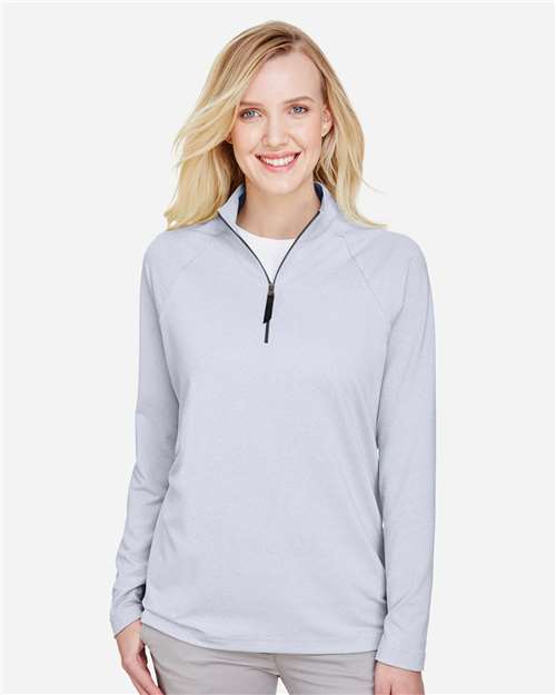 Women's CrownLux Performance® Clubhouse Micro-Stripe Quarter-Zip Pullover | USA Decoration