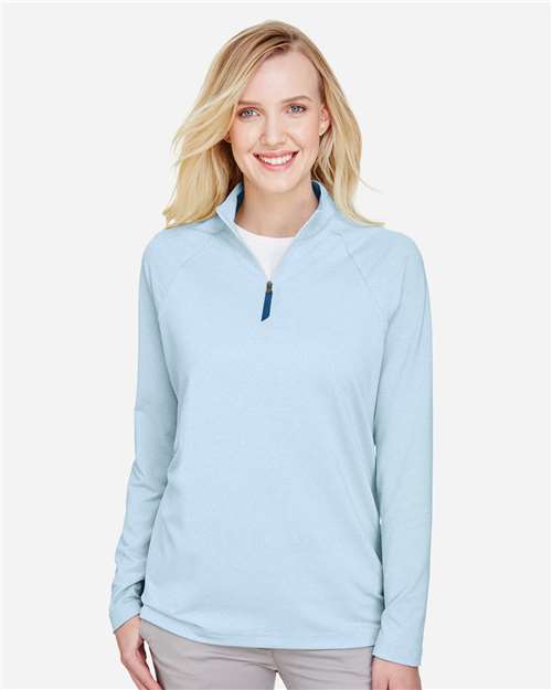 Women's CrownLux Performance® Clubhouse Micro-Stripe Quarter-Zip Pullover | USA Decoration