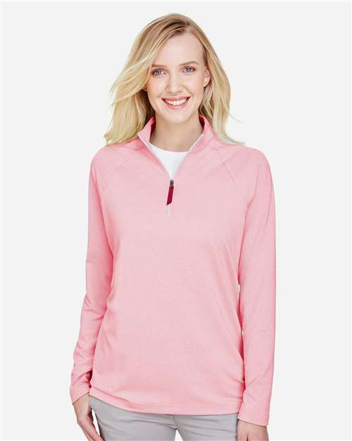 Women's CrownLux Performance® Clubhouse Micro-Stripe Quarter-Zip Pullover | USA Decoration