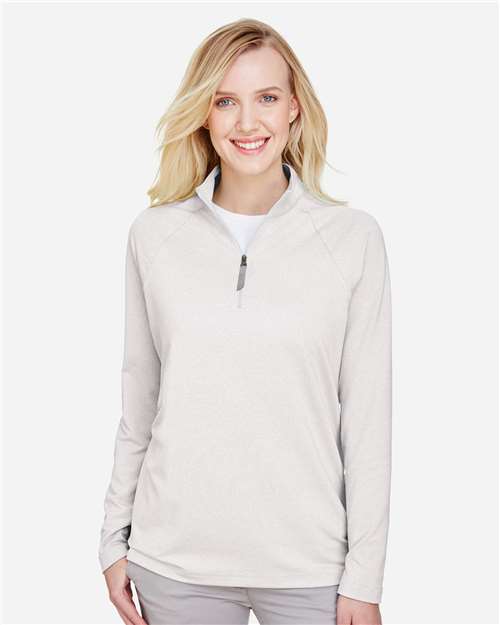 Women's CrownLux Performance® Clubhouse Micro-Stripe Quarter-Zip Pullover | USA Decoration