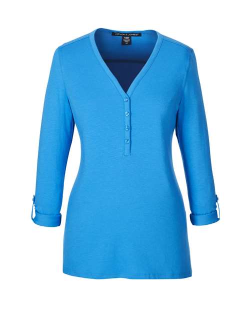 Women's Perfect Fit™ Y-Placket Convertible Sleeve Knit Top | USA Decoration