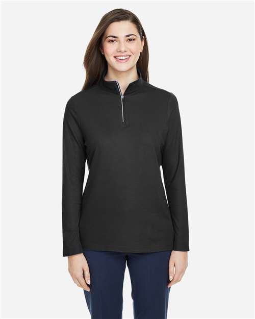Women's Fusion ChromaSoft™ Pique Quarter-Zip Pullover | USA Decoration