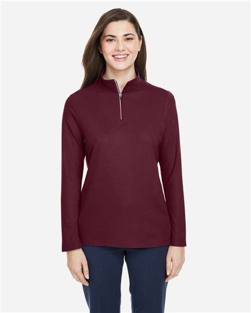 Women's Fusion ChromaSoft™ Pique Quarter-Zip Pullover | USA Decoration