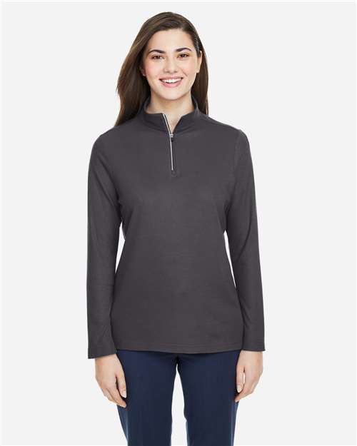 Women's Fusion ChromaSoft™ Pique Quarter-Zip Pullover | USA Decoration