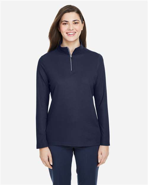 Women's Fusion ChromaSoft™ Pique Quarter-Zip Pullover | USA Decoration