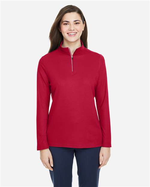 Women's Fusion ChromaSoft™ Pique Quarter-Zip Pullover | USA Decoration