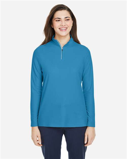 Women's Fusion ChromaSoft™ Pique Quarter-Zip Pullover | USA Decoration