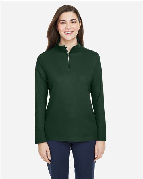 Women's Fusion ChromaSoft™ Pique Quarter-Zip Pullover | USA Decoration