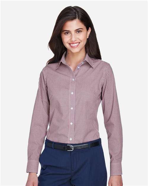 Women's Crown Collection® Gingham Check Woven Dress Shirt | USA Decoration