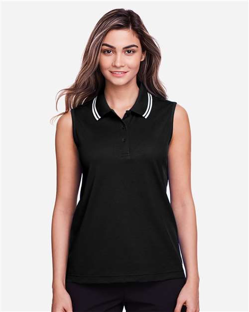 Women's CrownLux Performance® Plaited Tipped Sleeveless Polo | USA Decoration