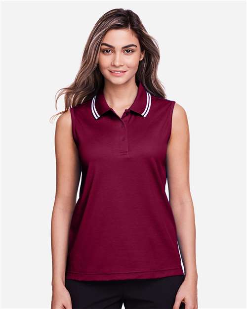 Women's CrownLux Performance® Plaited Tipped Sleeveless Polo | USA Decoration