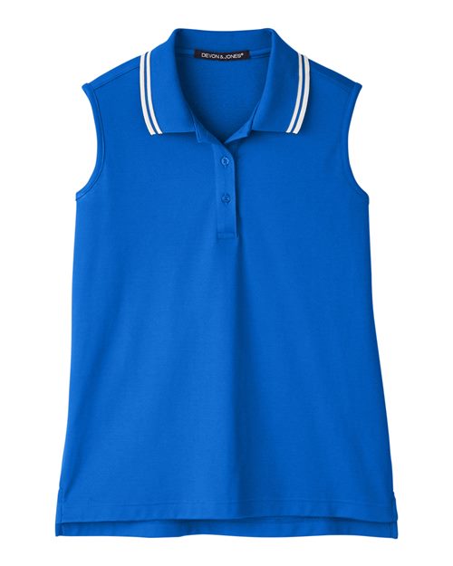 Women's CrownLux Performance® Plaited Tipped Sleeveless Polo | USA Decoration