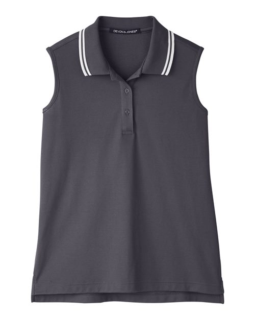 Women's CrownLux Performance® Plaited Tipped Sleeveless Polo | USA Decoration