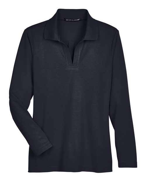Women's CrownLux Performance® Plaited Long Sleeve Polo | USA Decoration