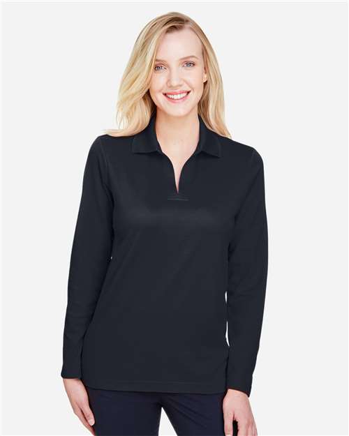 Women's CrownLux Performance® Plaited Long Sleeve Polo | USA Decoration