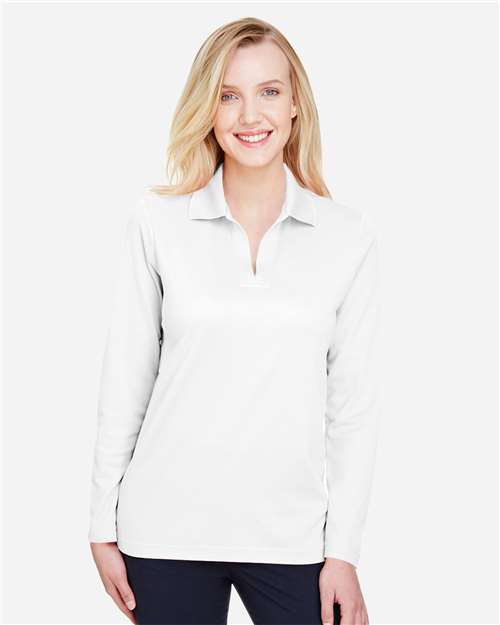 Women's CrownLux Performance® Plaited Long Sleeve Polo | USA Decoration