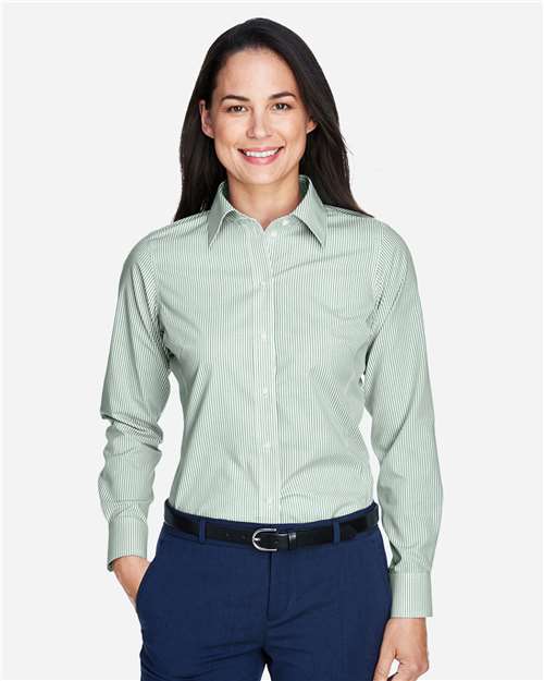 Women's Crown Collection® Banker Stripe Woven Dress Shirt | USA Decoration