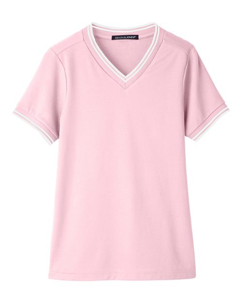 Women's CrownLux Performance® Plaited Tipped V-Neck Shirt | USA Decoration
