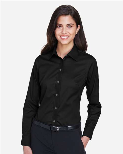 Women's Crown Collection® Solid Stretch Twill Woven Dress Shirt | USA Decoration