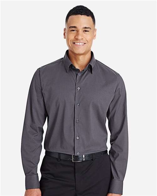 CrownLux Performance® Tonal Mini Check Woven Dress Shirt | USA Decoration