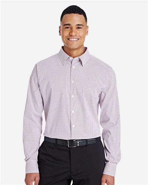CrownLux Performance® Micro Windowpane Woven Dress Shirt | USA Decoration