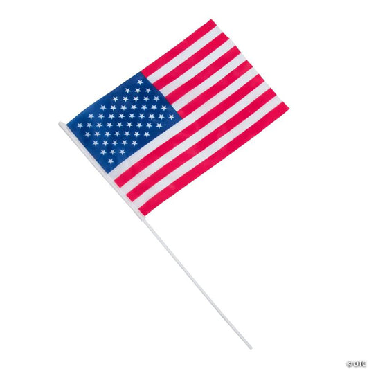 11 1/2" x 7 1/2" Polyester Medium American Flags on Plastic Sticks - 12 Pc.