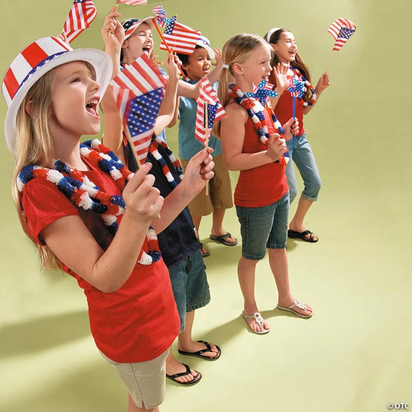 11 1/2" x 7 1/2" Polyester Medium American Flags on Plastic Sticks - 12 Pc.
