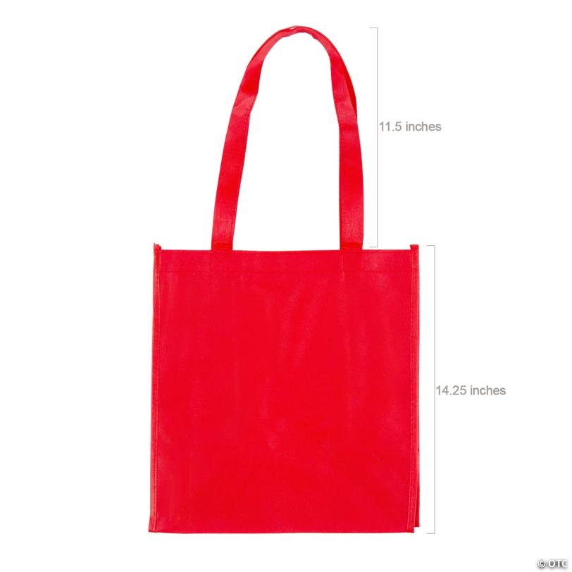 11 3/4” x 14 1/4” Bulk 50 Pc. Large Primary Color Nonwoven Shopping Tote Bags