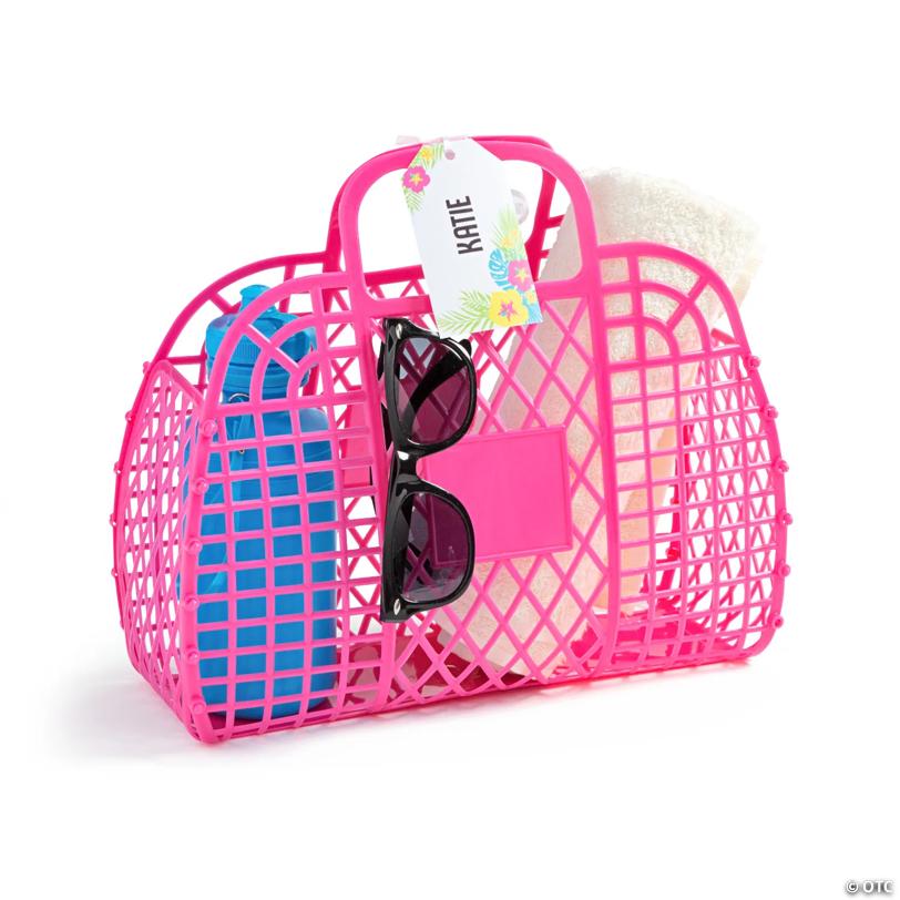 11 3/4" x 11" Personalized Large Jelly Beach Totes - 6 Pc.