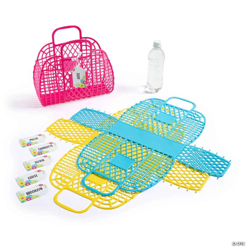 11 3/4" x 11" Personalized Large Jelly Beach Totes - 6 Pc.