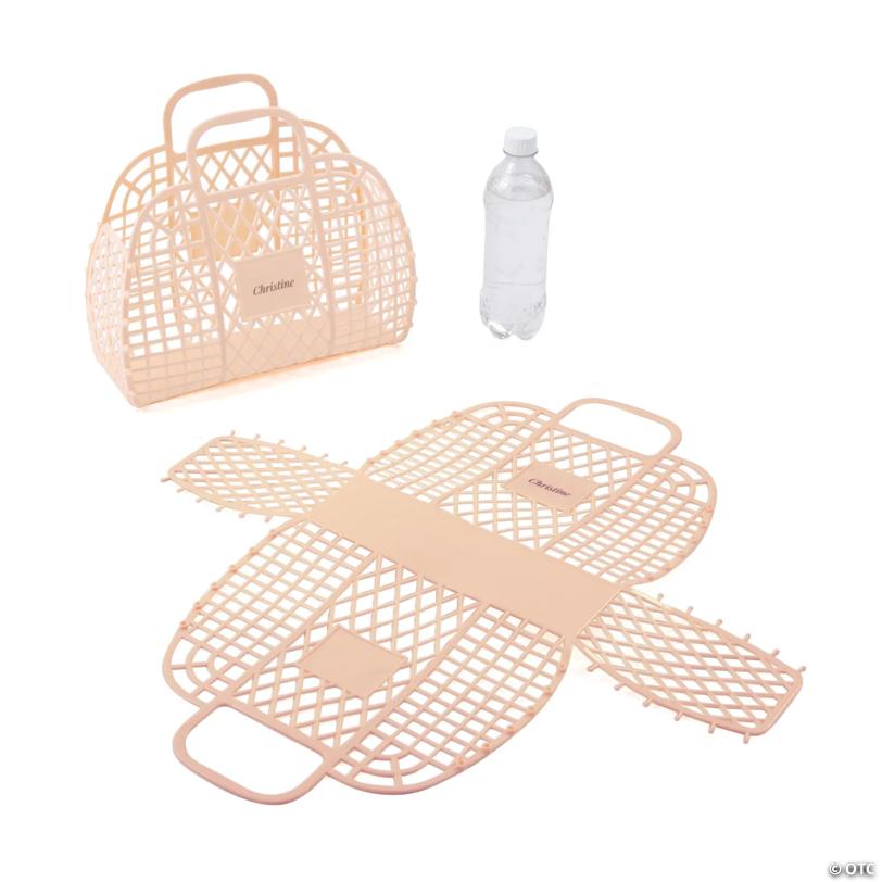 11 3/4" x 11" Personalized Large Neutral Jelly Beach Tote Bags - 6 Pc.