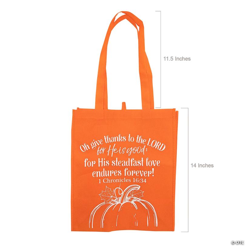 11 3/4" x 12 1/2"  Large Nonwoven Religious Fall Harvest Tote Bags - 12 Pc.