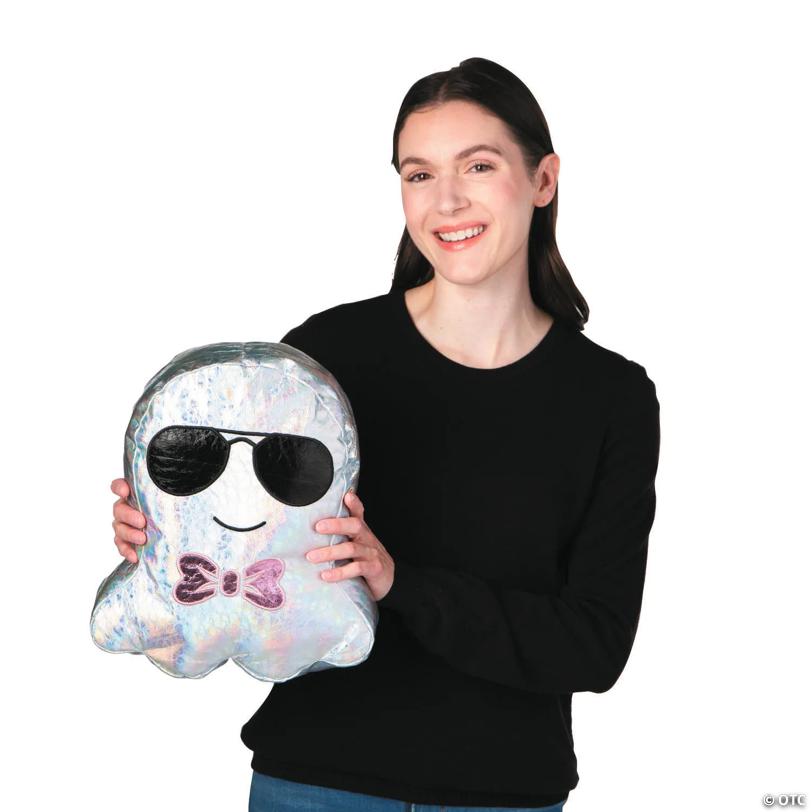 11 3/4" x 13 3/4" Halloween Metallic Polyester Ghost Pillows Set - 2 Pc.