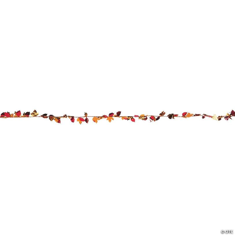 11 Ft. Fall Leaves Red and Orange Metallic Foil Garland Decoration