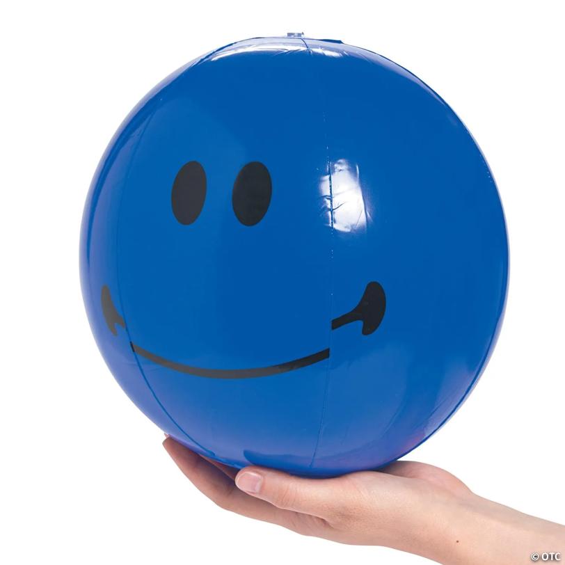 11" Inflatable Bright Color Smile Face Vinyl Beach Balls - 12 Pc.