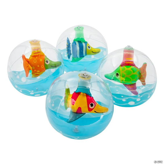 11" Inflatable Tropical Fish & Waves Medium Beach Balls - 12 Pc.