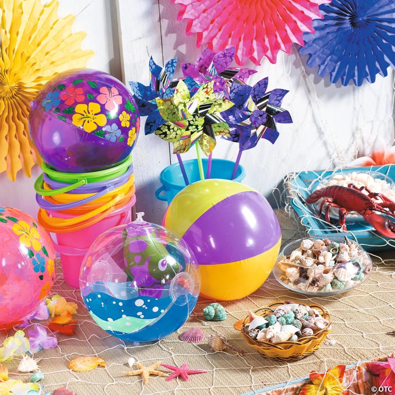 11" Inflatable Tropical Fish & Waves Medium Beach Balls - 12 Pc.