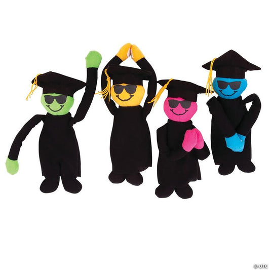 11" Long Arm Multicolor Stuffed Graduates - 12 Pc. | USA Decoration®