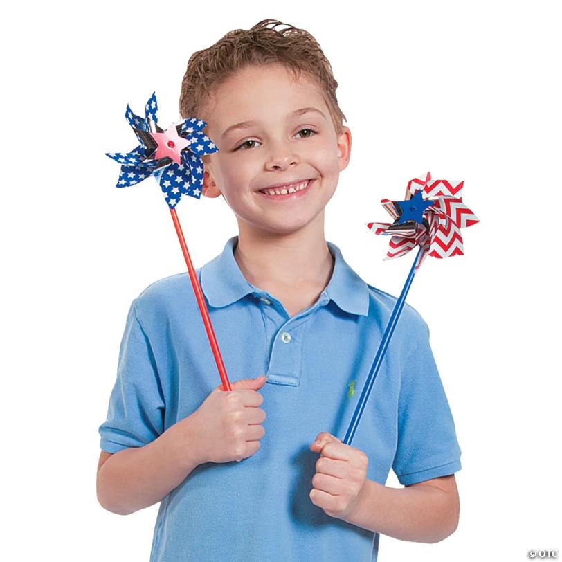 11" Patriotic American Spirit Plastic Pinwheels - 36 Pc.