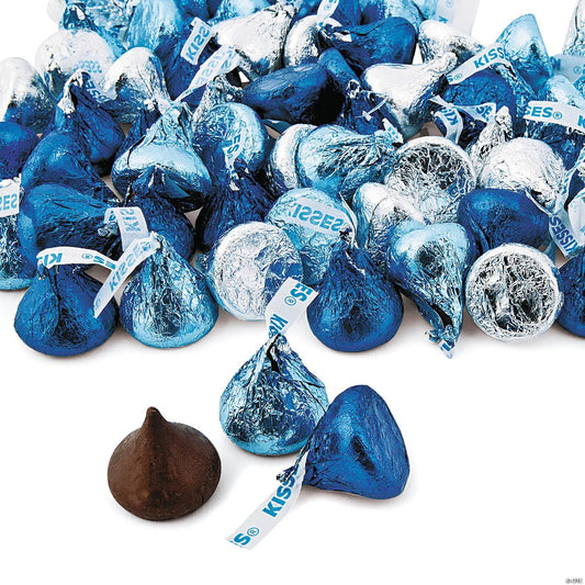 11 oz. Hershey's &  Blue & Silver Kisses &  Chocolate Candy - 65 Pc.