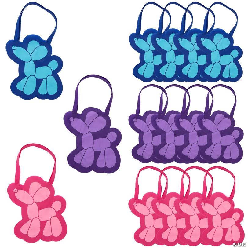 11" x 12" Medium Balloon Dog-Shaped Nonwoven Tote Bags - 12 Pc.
