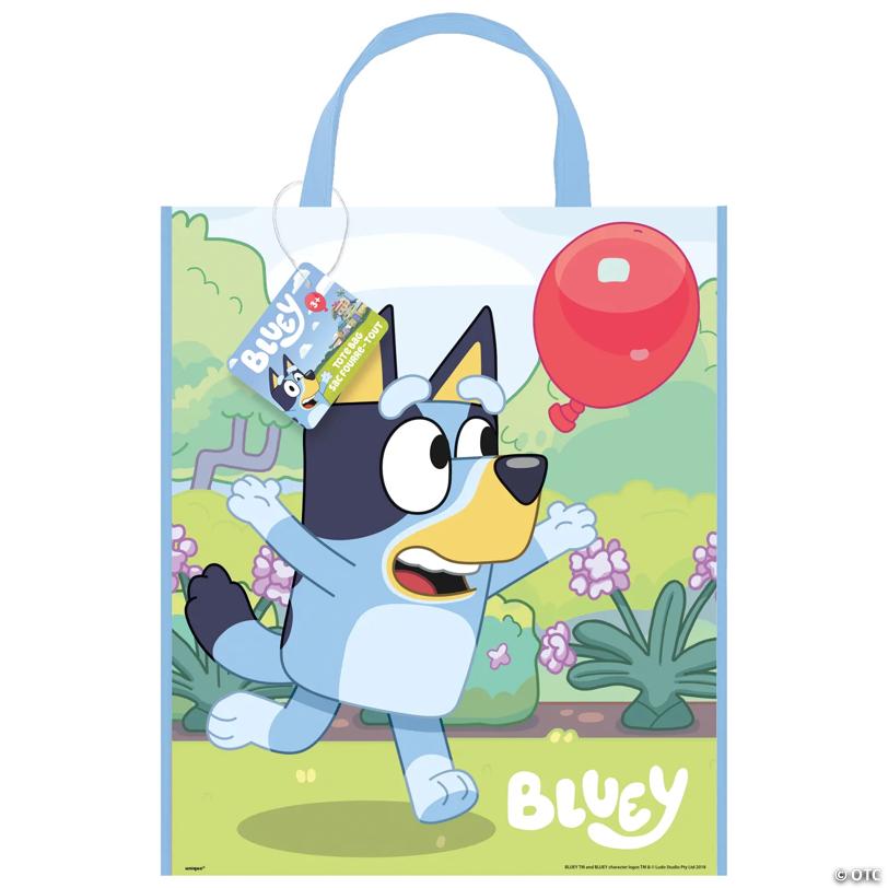 11" x 13" Medium Bluey & Red Balloon Plastic Tote Bag