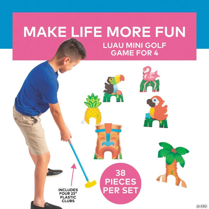 11" x 15" Bright Luau-Themed 6-Hole Mini Golf Game Set for 4 Players - 38 Pc.