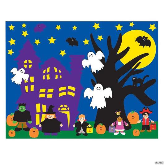 11" x 8 1/2" DIY Halloween Night Sticker Scene Sheets - 12 Pc.