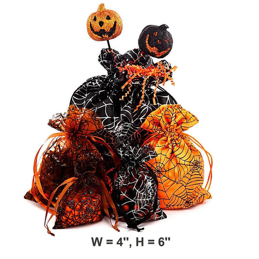 12 Count Charming Weave Spider Bags Ideal for Halloween Goodies - 4 x 6 | USA Decoration®