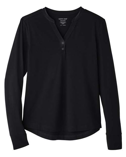 North End Women's JAQ Stretch Performance V-Neck Snap Pullover
