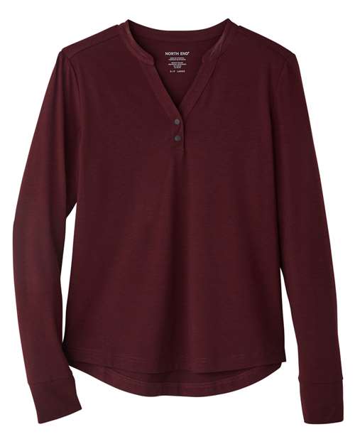 North End Women's JAQ Stretch Performance V-Neck Snap Pullover