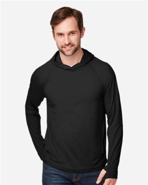 JAQ Stretch Performance Hooded Long Sleeve T-Shirt | USA Decoration