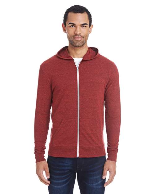 Triblend Full-Zip Light Hooded Sweatshirt | USA Decoration